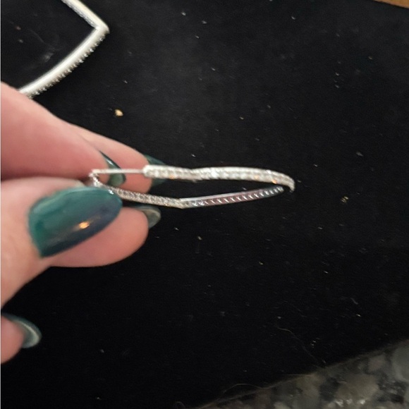 Silver Heart Hoop Earrings - Picture 3 of 3